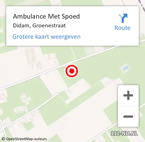 Locatie op kaart van de 112 melding: Ambulance Met Spoed Naar Didam, Groenestraat op 5 december 2017 15:45