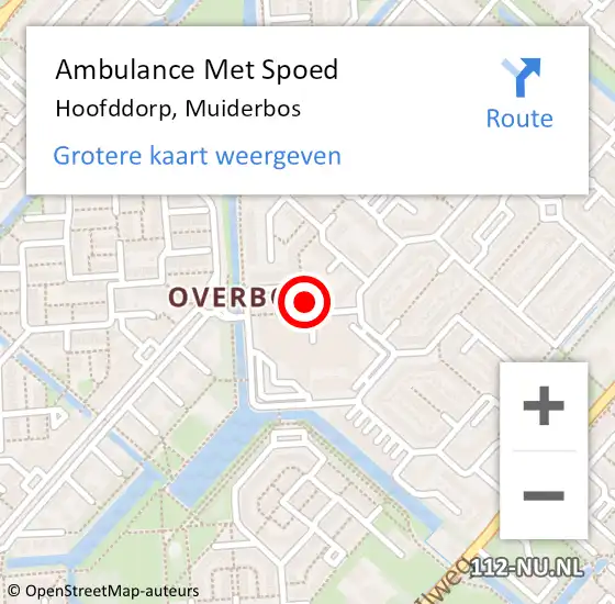 Locatie op kaart van de 112 melding: Ambulance Met Spoed Naar Hoofddorp, Muiderbos op 5 december 2017 16:39