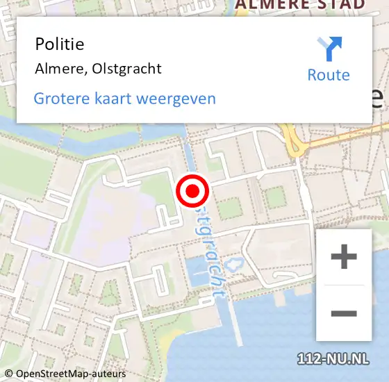 Locatie op kaart van de 112 melding: Politie Almere, Olstgracht op 5 december 2017 16:57