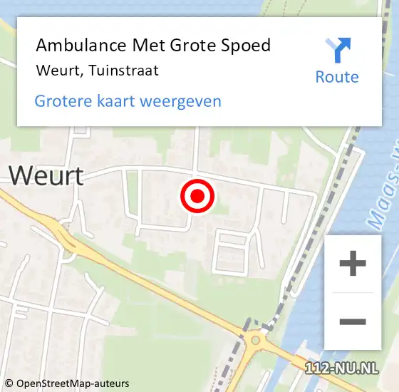 Locatie op kaart van de 112 melding: Ambulance Met Grote Spoed Naar Weurt, Tuinstraat op 5 december 2017 17:26