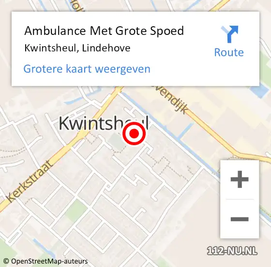 Locatie op kaart van de 112 melding: Ambulance Met Grote Spoed Naar Kwintsheul, Lindehove op 5 december 2017 18:09