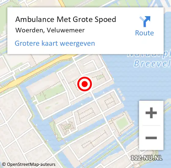 Locatie op kaart van de 112 melding: Ambulance Met Grote Spoed Naar Woerden, Veluwemeer op 5 december 2017 20:00