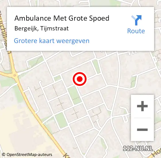 Locatie op kaart van de 112 melding: Ambulance Met Grote Spoed Naar Bergeijk, Tijmstraat op 5 december 2017 22:01