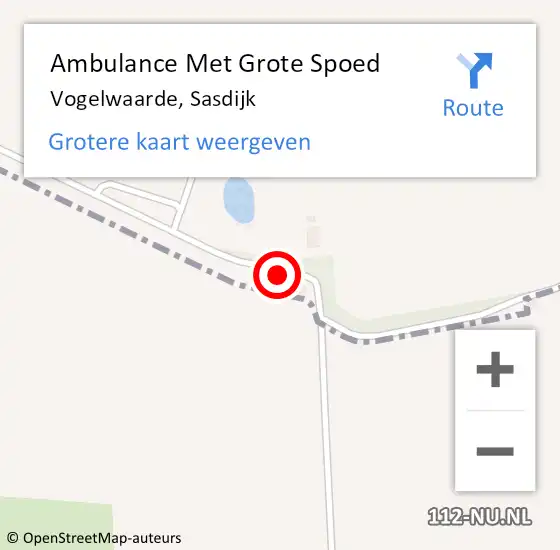 Locatie op kaart van de 112 melding: Ambulance Met Grote Spoed Naar Vogelwaarde, Sasdijk op 8 februari 2014 20:53