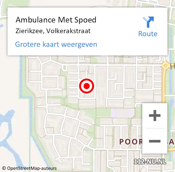 Locatie op kaart van de 112 melding: Ambulance Met Spoed Naar Zierikzee, Volkerakstraat op 5 december 2017 22:36