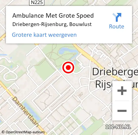 Locatie op kaart van de 112 melding: Ambulance Met Grote Spoed Naar Driebergen-Rijsenburg, Bouwlust op 8 februari 2014 20:56