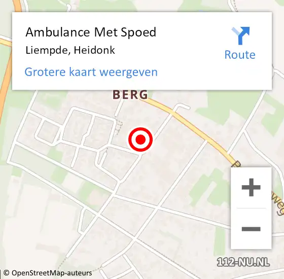 Locatie op kaart van de 112 melding: Ambulance Met Spoed Naar Liempde, Heidonk op 5 december 2017 23:12