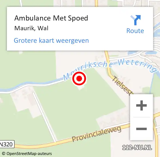 Locatie op kaart van de 112 melding: Ambulance Met Spoed Naar Maurik, Wal op 5 december 2017 23:48