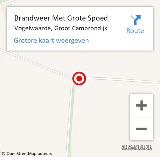 Locatie op kaart van de 112 melding: Brandweer Met Grote Spoed Naar Vogelwaarde, Groot Cambrondijk op 8 februari 2014 21:02