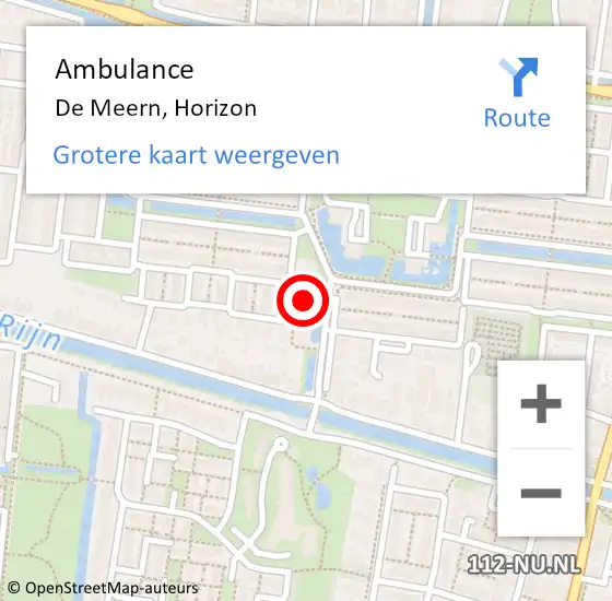 Locatie op kaart van de 112 melding: Ambulance De Meern, Horizon op 6 december 2017 00:38