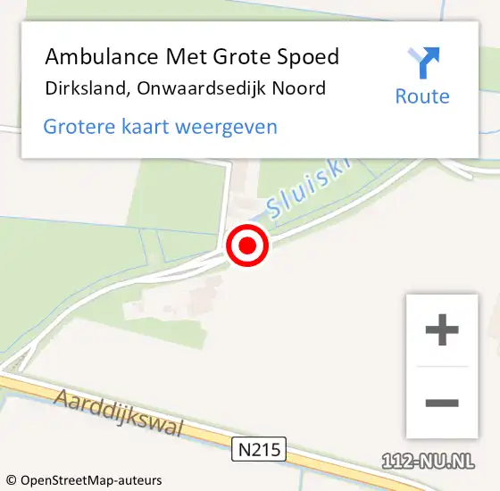 Locatie op kaart van de 112 melding: Ambulance Met Grote Spoed Naar Dirksland, Onwaardsedijk Noord op 6 december 2017 01:04
