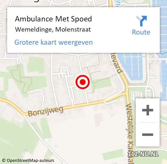 Locatie op kaart van de 112 melding: Ambulance Met Spoed Naar Wemeldinge, Molenstraat op 6 december 2017 01:26