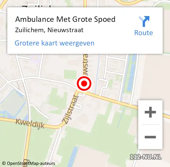 Locatie op kaart van de 112 melding: Ambulance Met Grote Spoed Naar Zuilichem, Nieuwstraat op 6 december 2017 01:28