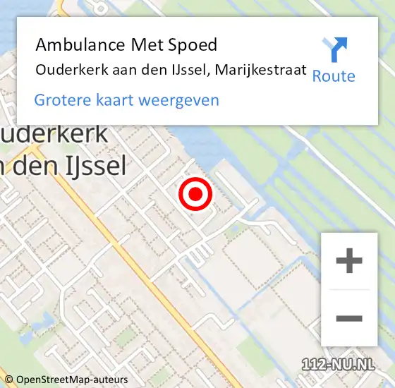 Locatie op kaart van de 112 melding: Ambulance Met Spoed Naar Ouderkerk aan den IJssel, Marijkestraat op 6 december 2017 01:33