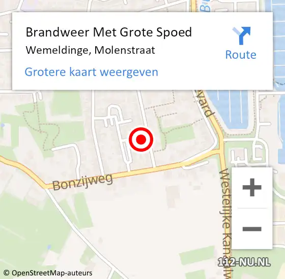 Locatie op kaart van de 112 melding: Brandweer Met Grote Spoed Naar Wemeldinge, Molenstraat op 6 december 2017 02:05