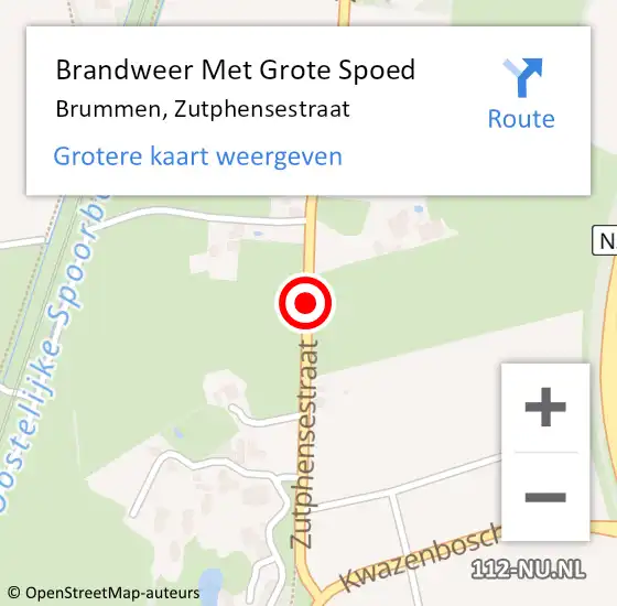 Locatie op kaart van de 112 melding: Brandweer Met Grote Spoed Naar Brummen, Zutphensestraat op 6 december 2017 02:12