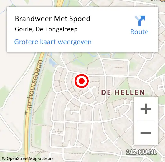 Locatie op kaart van de 112 melding: Brandweer Met Spoed Naar Goirle, De Tongelreep op 6 december 2017 02:36