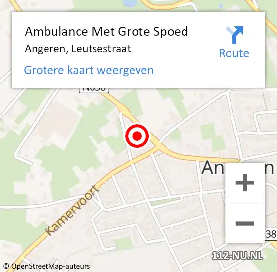 Locatie op kaart van de 112 melding: Ambulance Met Grote Spoed Naar Angeren, Leutsestraat op 6 december 2017 04:25