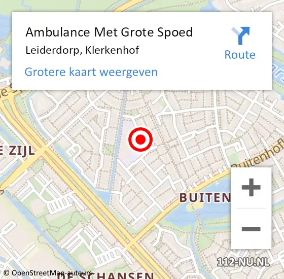 Locatie op kaart van de 112 melding: Ambulance Met Grote Spoed Naar Leiderdorp, Klerkenhof op 6 december 2017 06:49