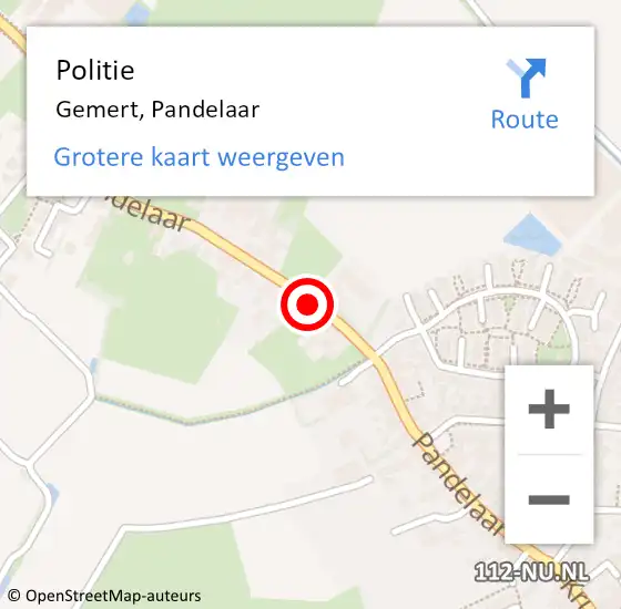 Locatie op kaart van de 112 melding: Politie Gemert, Pandelaar op 6 december 2017 08:08