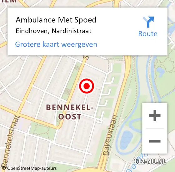 Locatie op kaart van de 112 melding: Ambulance Met Spoed Naar Eindhoven, Nardinistraat op 6 december 2017 08:22