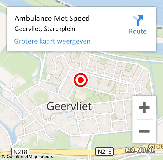 Locatie op kaart van de 112 melding: Ambulance Met Spoed Naar Geervliet, Starckplein op 6 december 2017 08:31