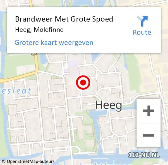 Locatie op kaart van de 112 melding: Brandweer Met Grote Spoed Naar Heeg, Molefinne op 6 december 2017 09:19