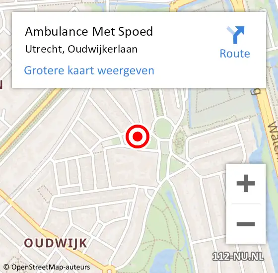 Locatie op kaart van de 112 melding: Ambulance Met Spoed Naar Utrecht, Oudwijkerlaan op 6 december 2017 09:22