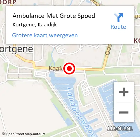 Locatie op kaart van de 112 melding: Ambulance Met Grote Spoed Naar Kortgene, Kaaidijk op 6 december 2017 10:01