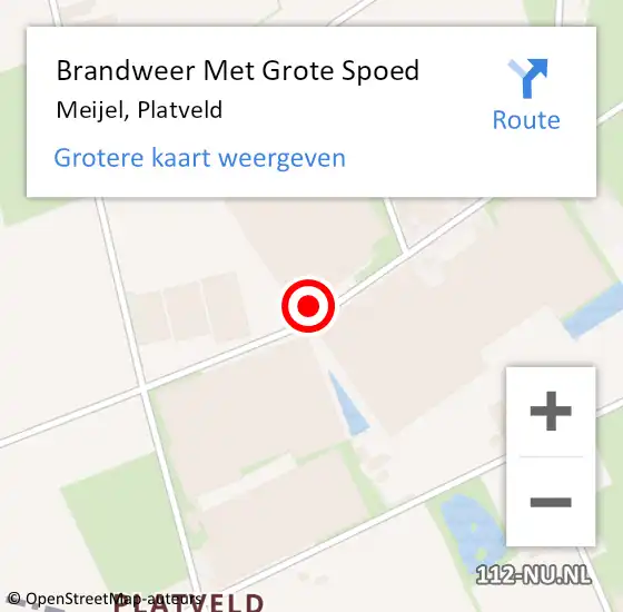 Locatie op kaart van de 112 melding: Brandweer Met Grote Spoed Naar Meijel, Platveld op 6 december 2017 10:13