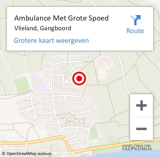 Locatie op kaart van de 112 melding: Ambulance Met Grote Spoed Naar Vlieland, Gangboord op 8 februari 2014 21:51