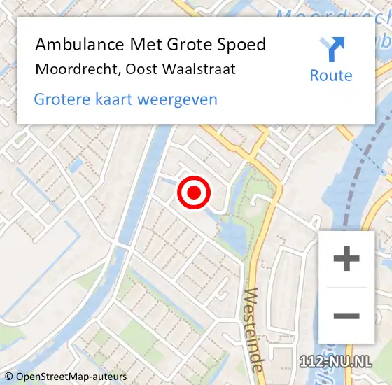 Locatie op kaart van de 112 melding: Ambulance Met Grote Spoed Naar Moordrecht, Oost Waalstraat op 6 december 2017 10:42