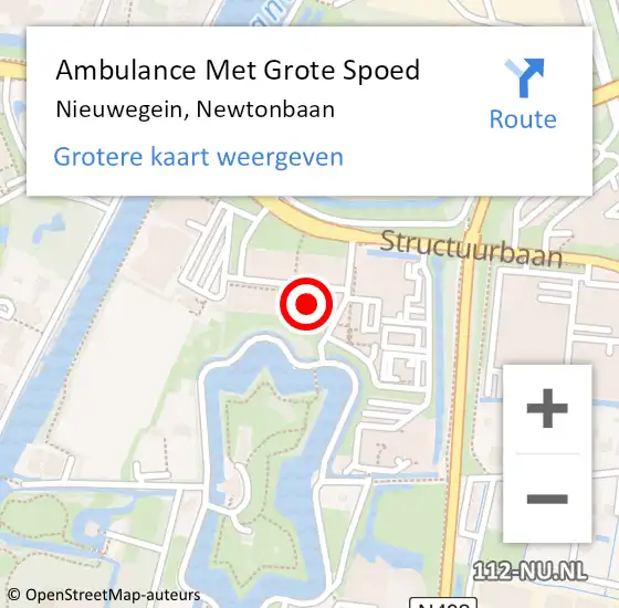 Locatie op kaart van de 112 melding: Ambulance Met Grote Spoed Naar Nieuwegein, Newtonbaan op 6 december 2017 11:03