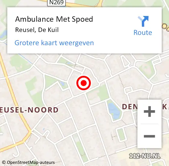 Locatie op kaart van de 112 melding: Ambulance Met Spoed Naar Reusel, De Kuil op 6 december 2017 11:16