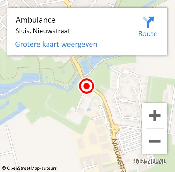 Locatie op kaart van de 112 melding: Ambulance Sluis, Nieuwstraat op 6 december 2017 11:21