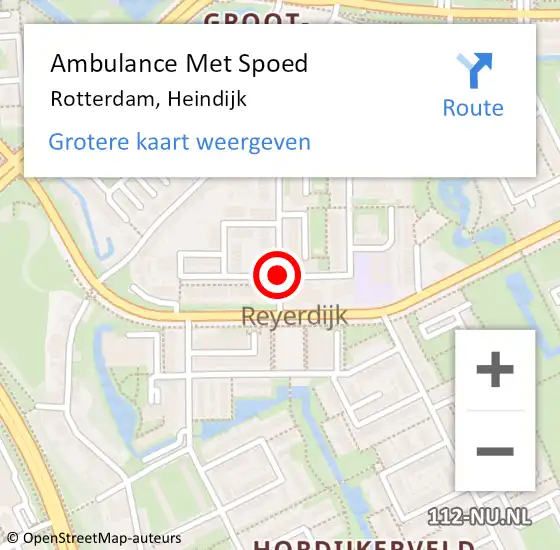 Locatie op kaart van de 112 melding: Ambulance Met Spoed Naar Rotterdam, Heindijk op 6 december 2017 12:01