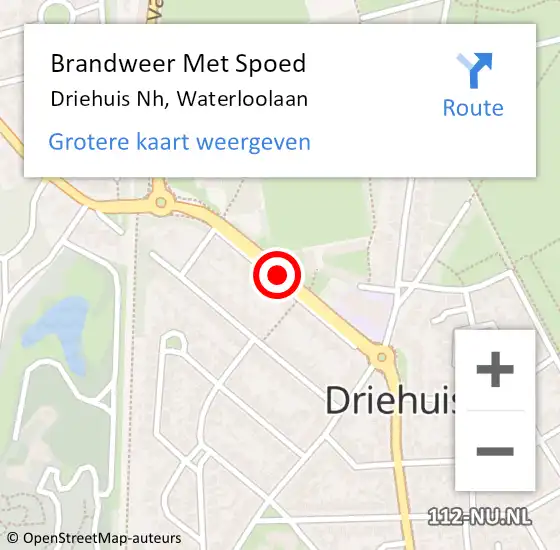 Locatie op kaart van de 112 melding: Brandweer Met Spoed Naar Driehuis Nh, Waterloolaan op 6 december 2017 12:15