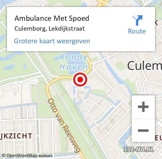 Locatie op kaart van de 112 melding: Ambulance Met Spoed Naar Culemborg, Lekdijkstraat op 6 december 2017 12:52