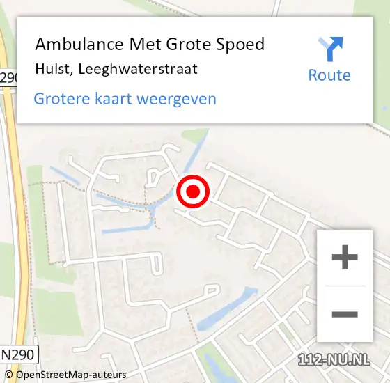 Locatie op kaart van de 112 melding: Ambulance Met Grote Spoed Naar Hulst, Leeghwaterstraat op 6 december 2017 13:02