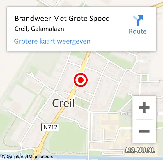 Locatie op kaart van de 112 melding: Brandweer Met Grote Spoed Naar Creil, Galamalaan op 6 december 2017 13:22