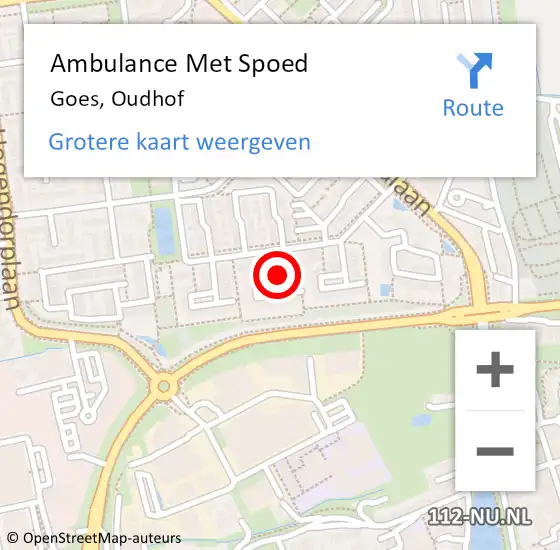 Locatie op kaart van de 112 melding: Ambulance Met Spoed Naar Goes, Oudhof op 6 december 2017 13:23