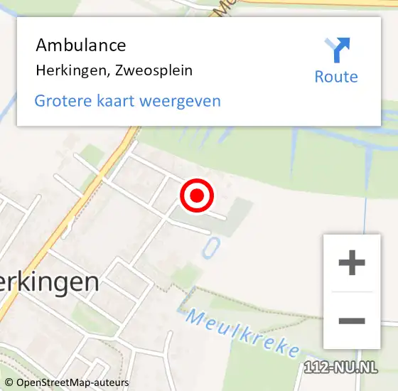 Locatie op kaart van de 112 melding: Ambulance Herkingen, Zweosplein op 6 december 2017 14:43