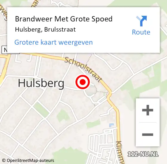 Locatie op kaart van de 112 melding: Brandweer Met Grote Spoed Naar Hulsberg, Brulsstraat op 6 december 2017 14:57