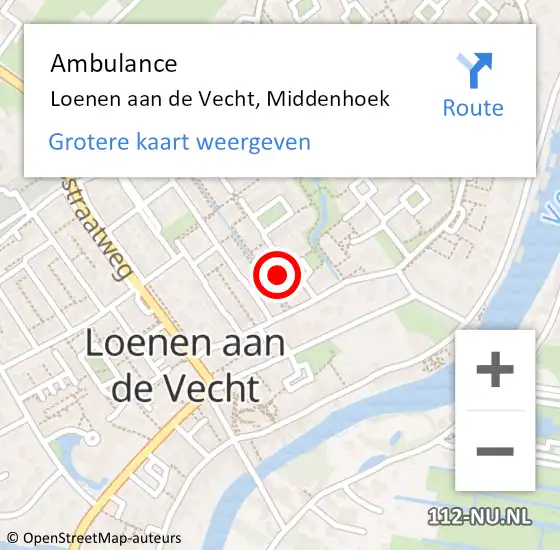 Locatie op kaart van de 112 melding: Ambulance Loenen aan de Vecht, Middenhoek op 6 december 2017 15:02