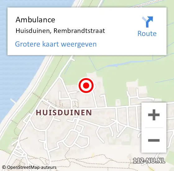 Locatie op kaart van de 112 melding: Ambulance Huisduinen, Rembrandtstraat op 6 december 2017 15:06