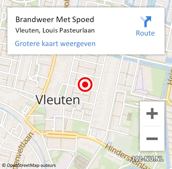 Locatie op kaart van de 112 melding: Brandweer Met Spoed Naar Vleuten, Louis Pasteurlaan op 6 december 2017 15:20