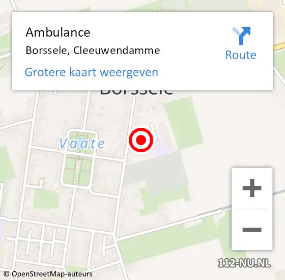 Locatie op kaart van de 112 melding: Ambulance Borssele, Cleeuwendamme op 6 december 2017 15:22