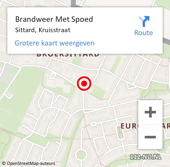 Locatie op kaart van de 112 melding: Brandweer Met Spoed Naar Sittard, Kruisstraat op 6 december 2017 16:41