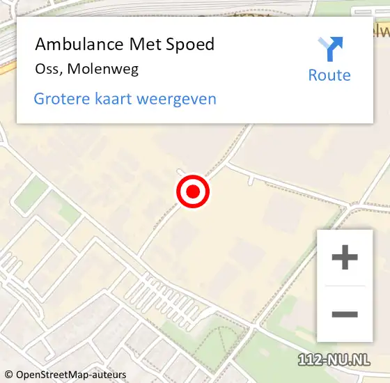 Locatie op kaart van de 112 melding: Ambulance Met Spoed Naar Oss, Molenweg op 6 december 2017 17:07