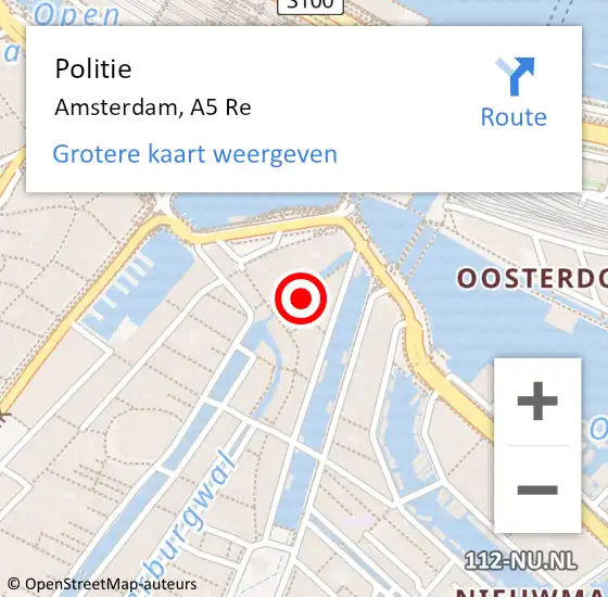 Locatie op kaart van de 112 melding: Politie Amsterdam, A5 Re op 6 december 2017 17:52